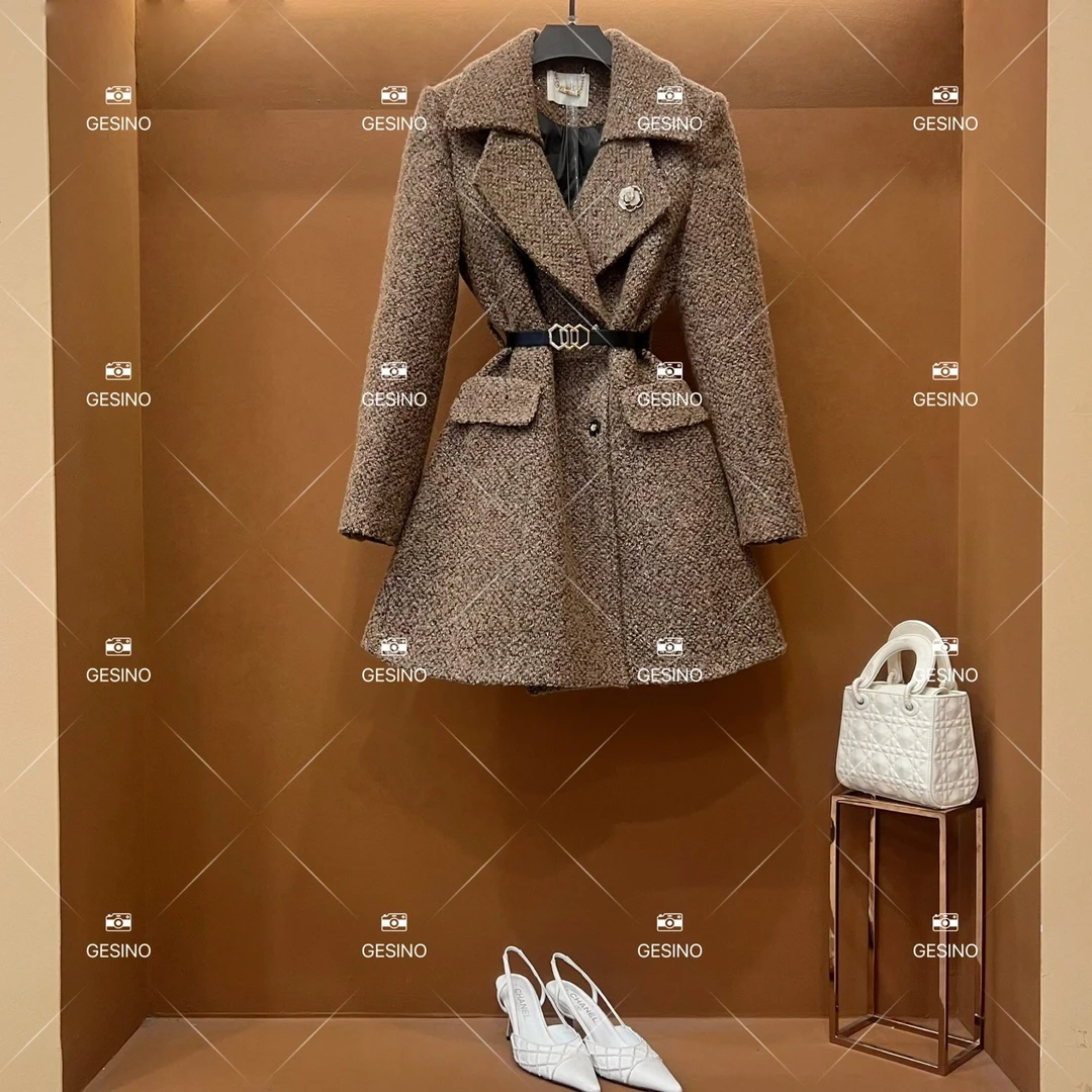 【露露】秋冬气质小香风时尚设计师中长款外套 QD-2025259