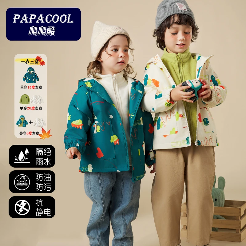 儿童冲锋衣男童外套女童外套女2025新款爆款洋气加绒三防休闲上衣