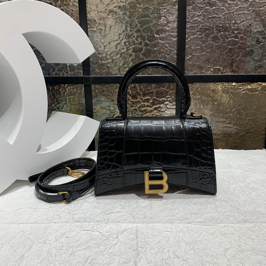 95新 Balenciaga/巴黎世家 巴黎世家黑金xs沙漏包 25020134-02