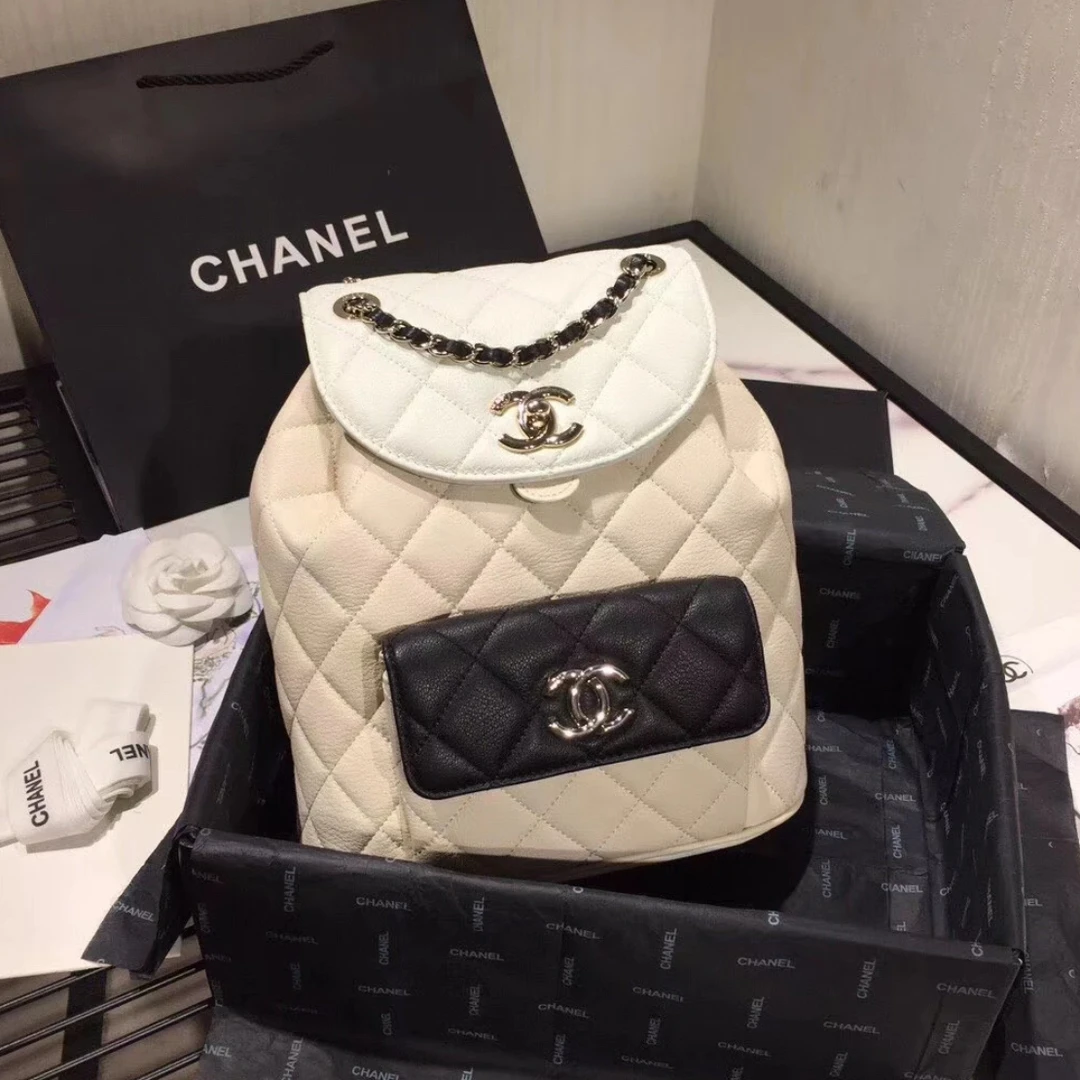 99新 Chanel/香奈儿 duma拼色羊皮双肩包 29开/85656