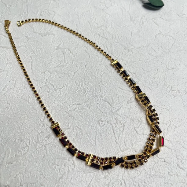 铜合金合成锆石项链 【六六中古】孤品复古项链aw9437