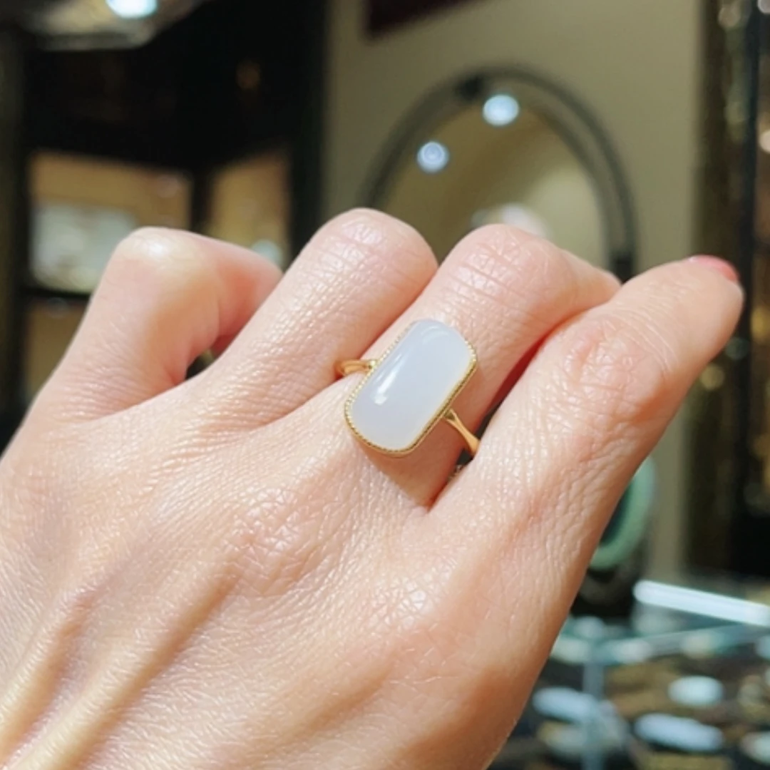 【闪购商品】和田玉戒指银S925镶嵌