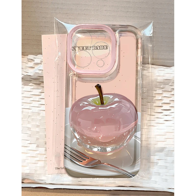 水晶苹果太空壳适用苹果16promax华为荣耀vivo小米oppo手机壳防摔