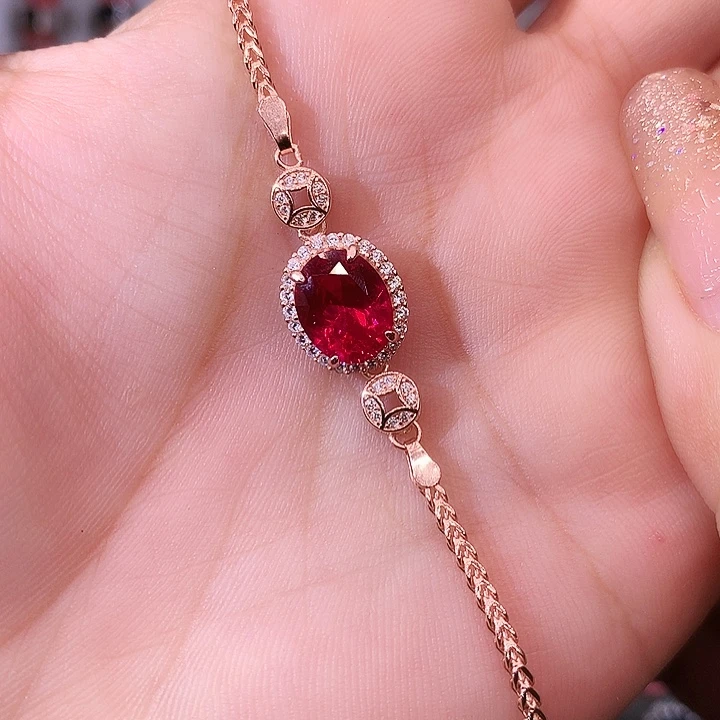 红宝石手链银S925镶嵌