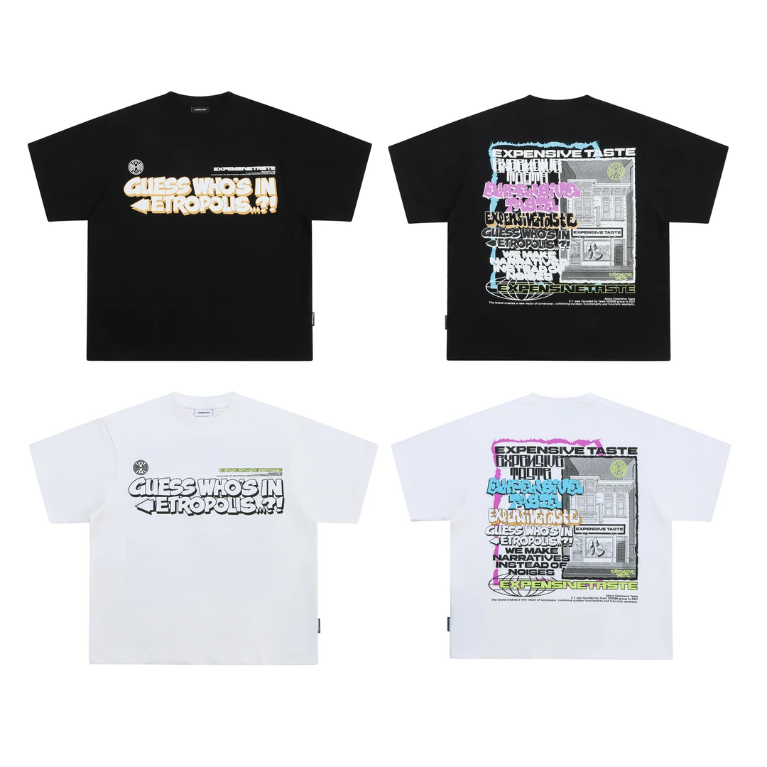 Expensive Taste 纯棉宽松休闲宽松房子手绘涂鸦印花T恤短袖 T10