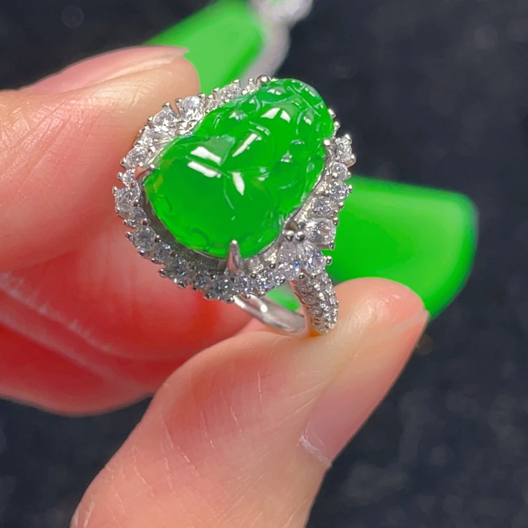 翡翠戒指银S925镶嵌11111111111111