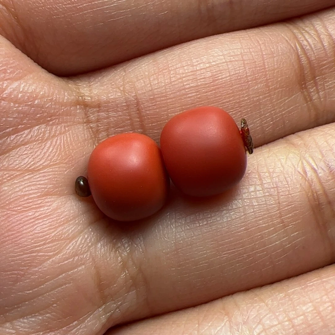 未镶嵌对珠南红玛瑙