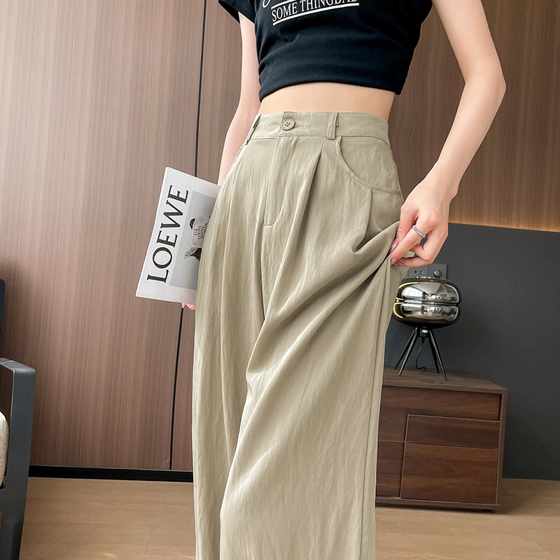 小个子山本裤子女夏薄款2025新款冰丝高腰垂感宽松慵懒垂顺阔腿裤