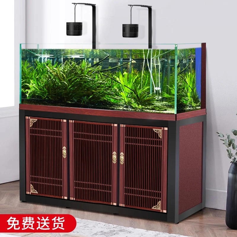 溪流缸鱼缸家用免换水客厅造景定制超白玻璃底过滤中型水族箱