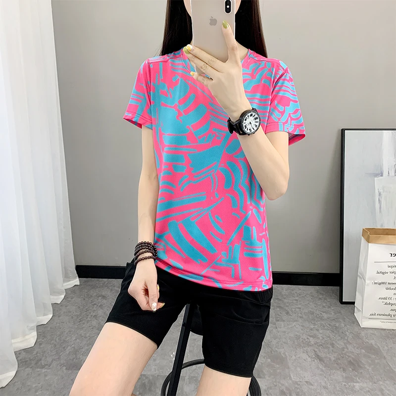 大码女士T恤夏季宽松女胖MM修身健身服上衣短袖速干衣运动服跑步T