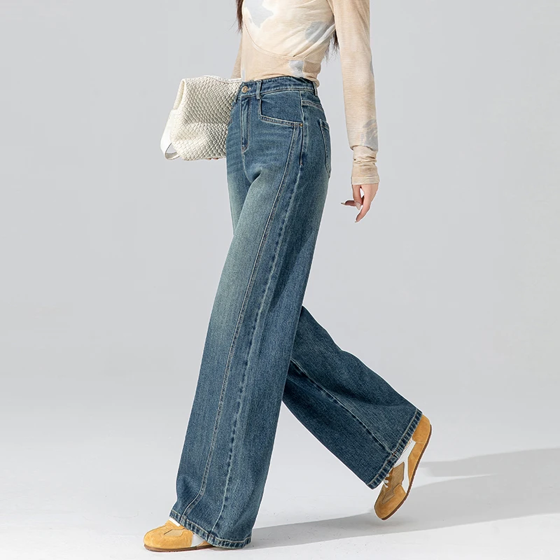 美式复古牛仔裤女款爆款2025新款秋季松弛感设计感弧形香蕉镰刀裤