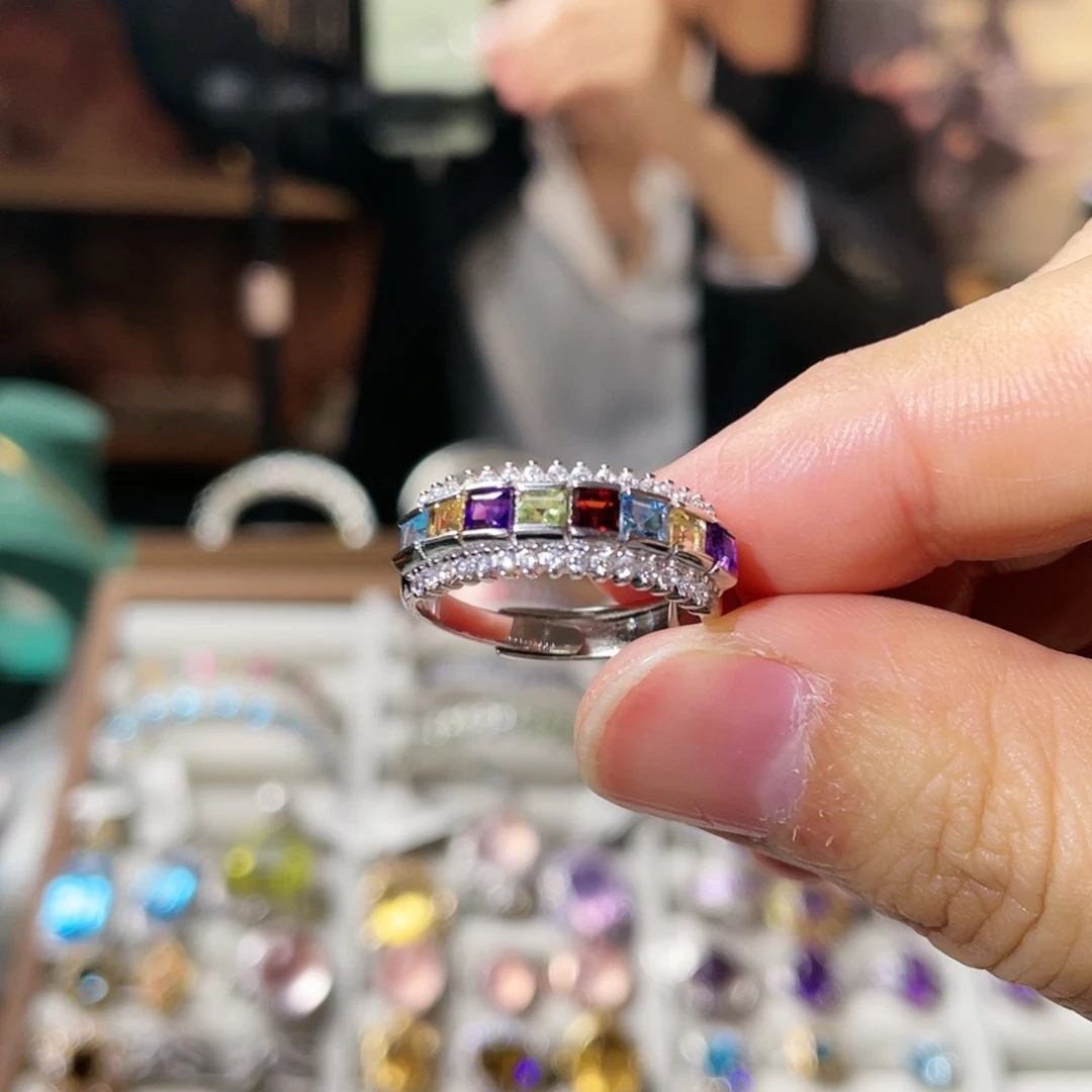 托帕石戒指银S925镶嵌