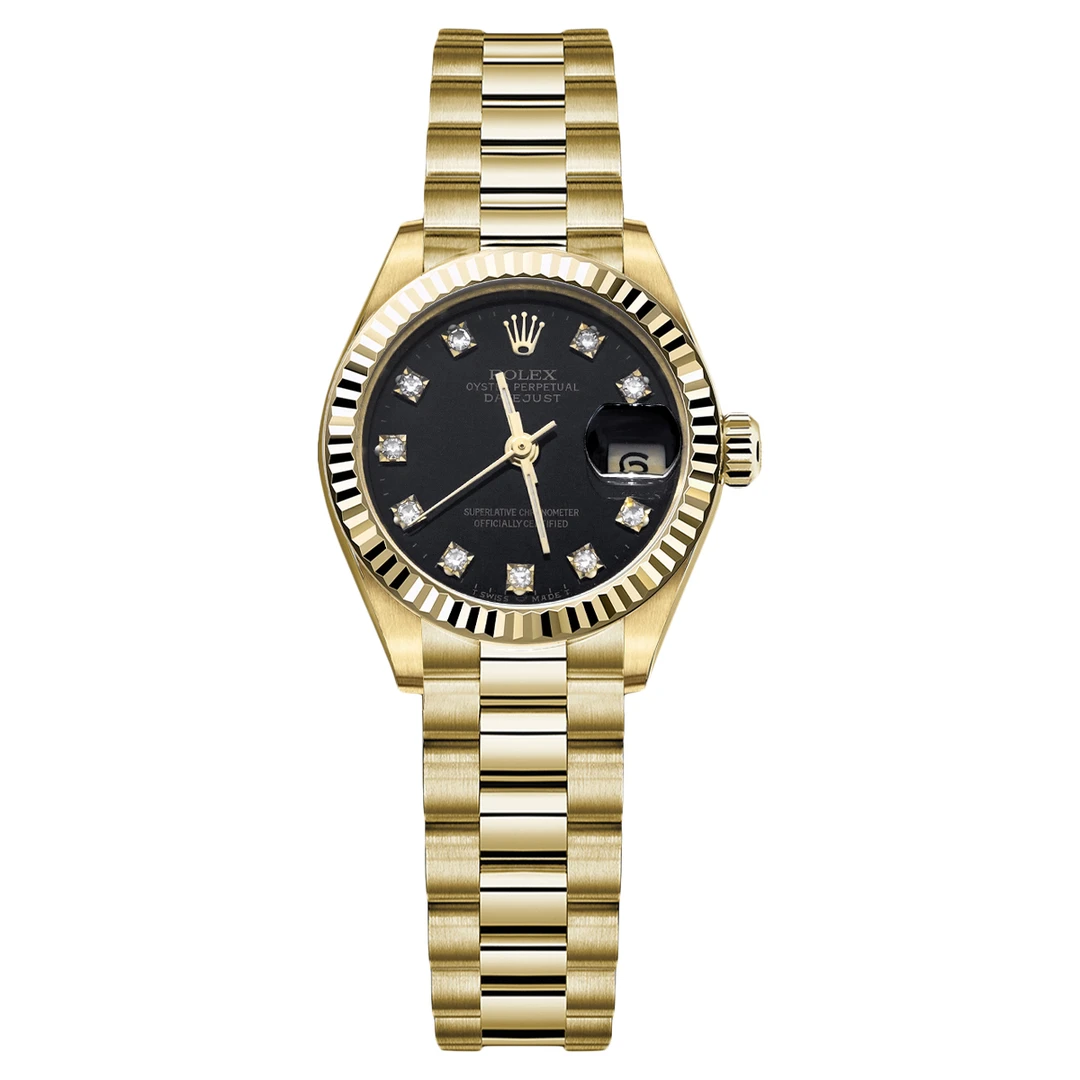 99新 Rolex/劳力士 女装日志型系列69178黑盘腕表/WHT025959