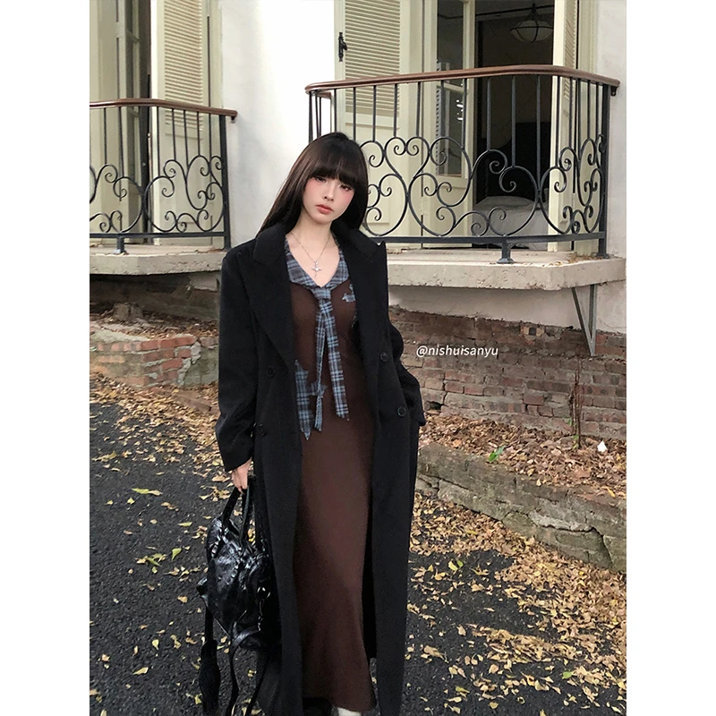 溺水三鱼【冬见梦染】秋冬毛呢大衣小个子长款百搭韩版外套风衣