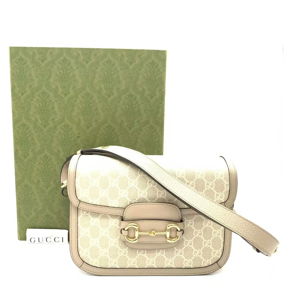 99新 GUCCI/古驰 【安则专属】燕麦色中号1955斜挎包