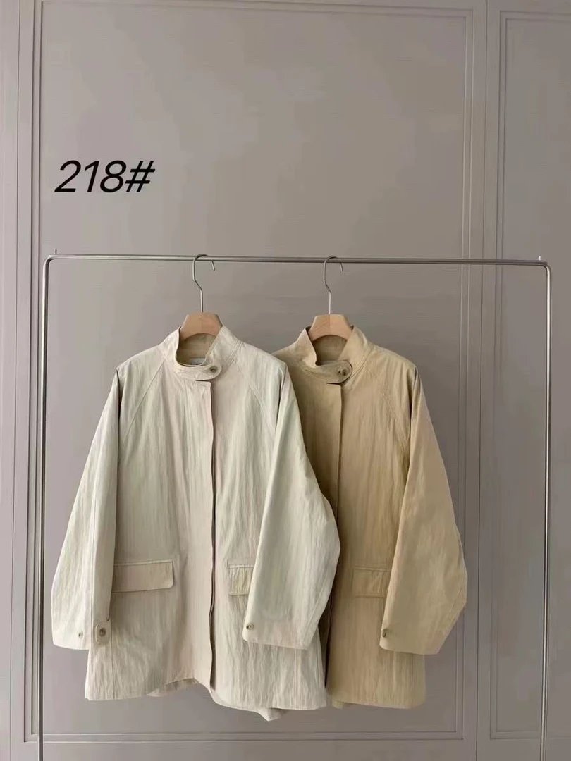 【 雨•美 推荐 】24218韩版休闲百搭立领风衣外套