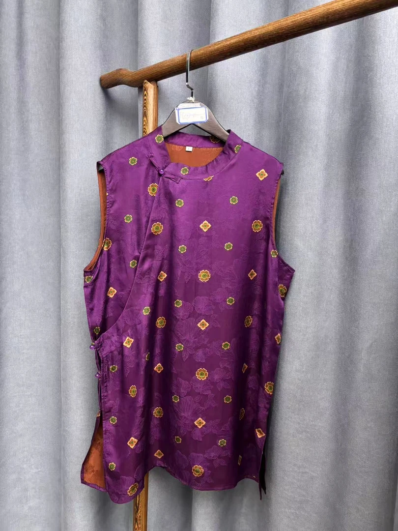 2025夏季新款时尚简约新中式桑蚕丝奥黛提花上衣女H2124