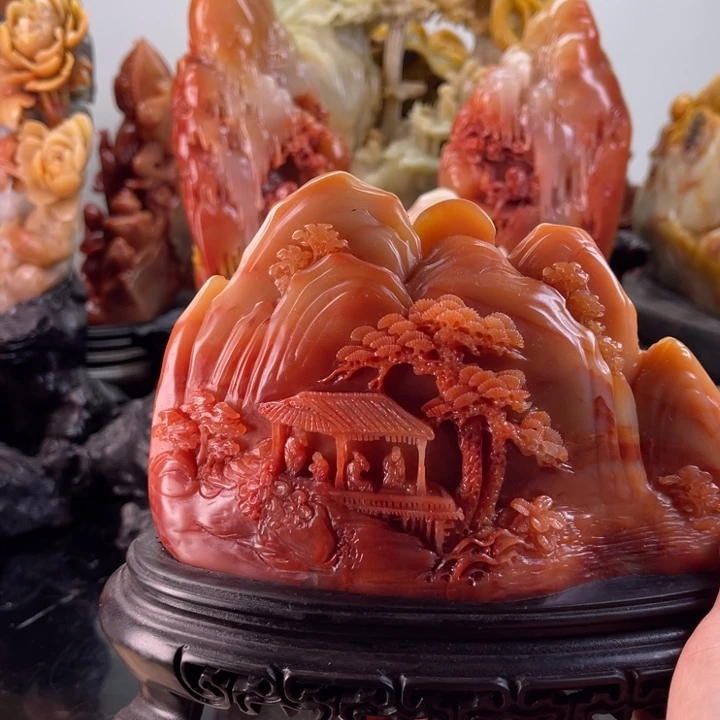 凌***云寿山石香山雅聚摆件