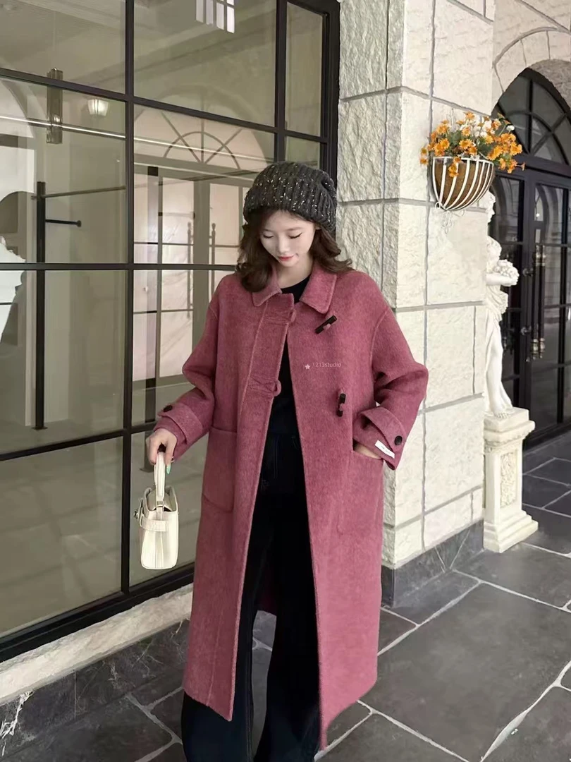 王姐专属-2025秋冬新款高级感针织拼接立领大衣【印巷-1063】