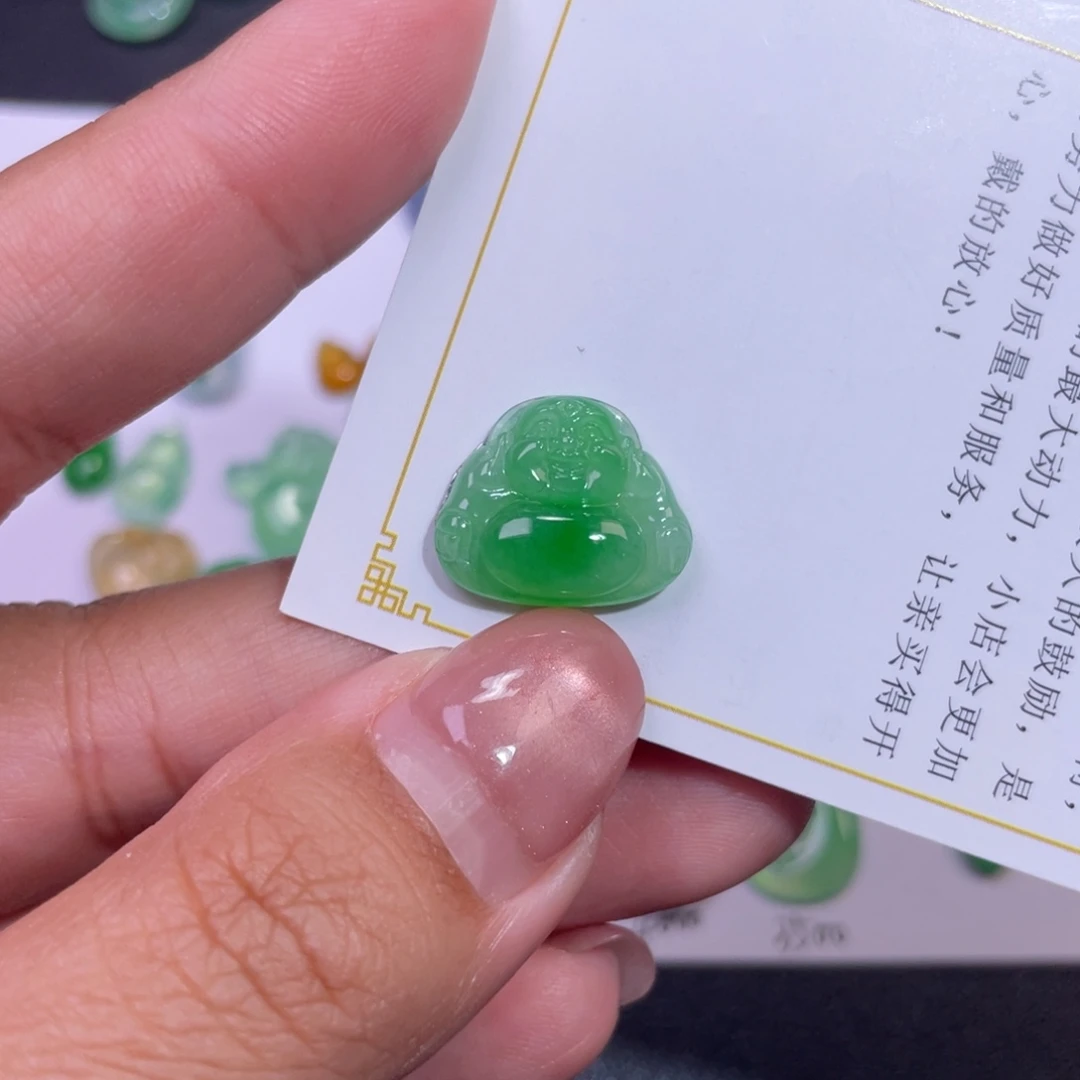 翡翠裸石阳绿佛公