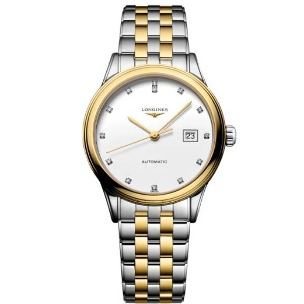 99新 Longines/浪琴 军旗374/机械/镀金白钻/表径30mm/女士腕表