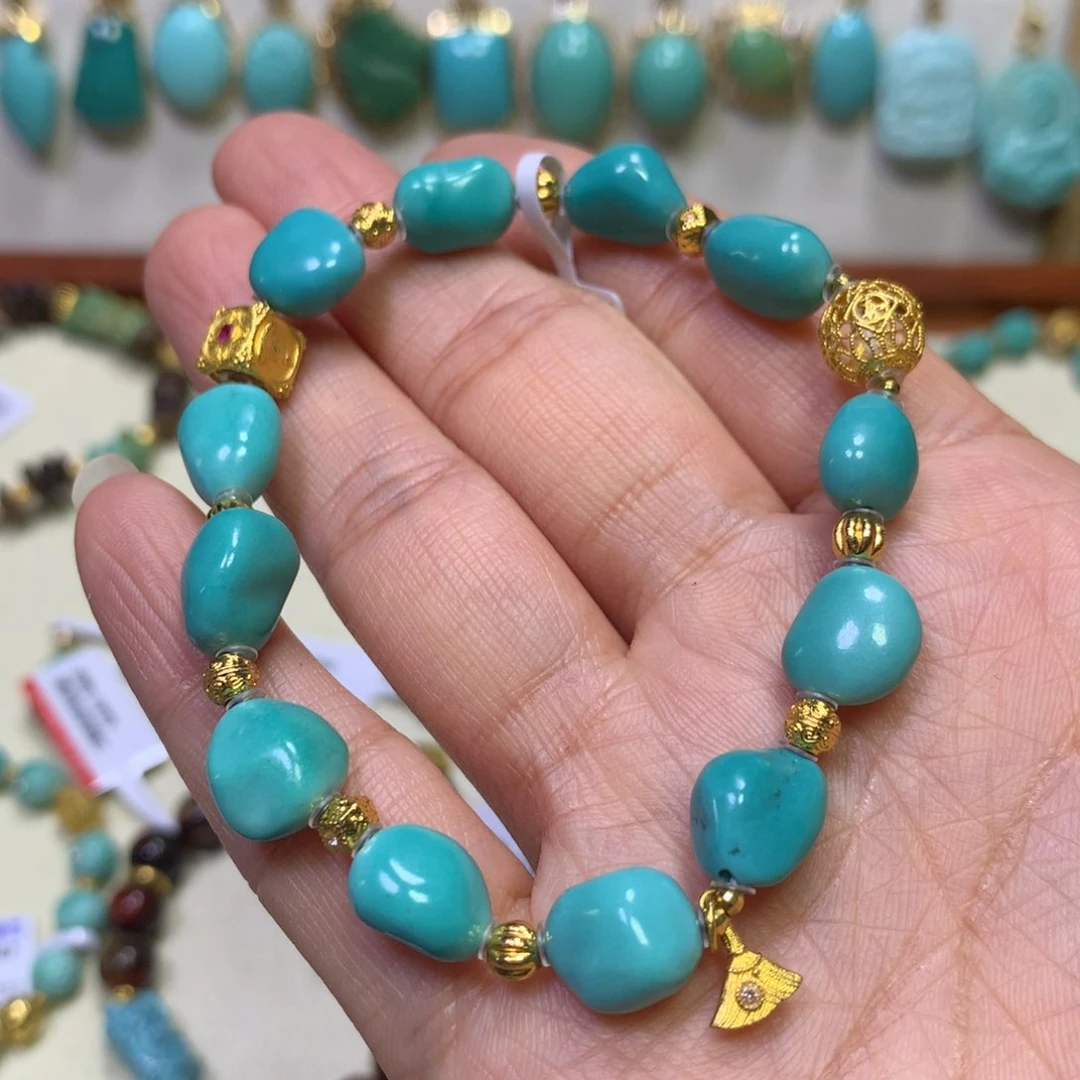 绿松石手串18K金镶嵌