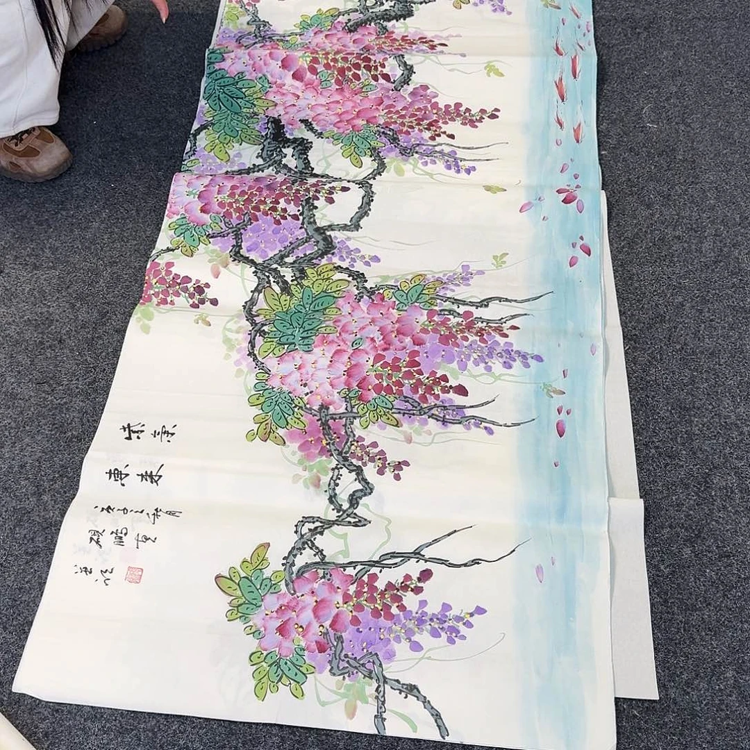 纯手绘国画作品好看小六尺