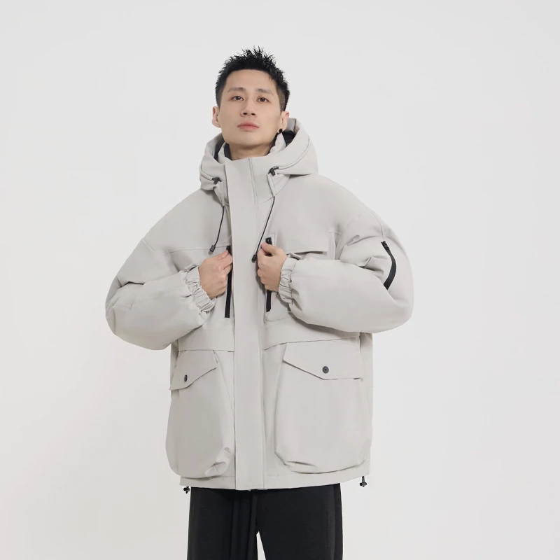 冬季新款90白鸭绒连帽防风保暖男女同款羽绒服9679
