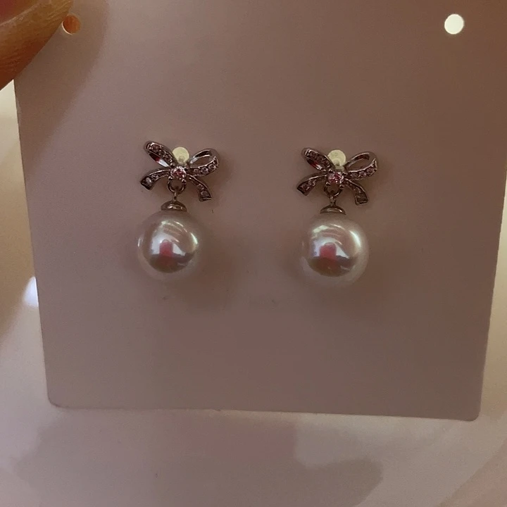 银S925镶嵌淡水珍珠耳饰