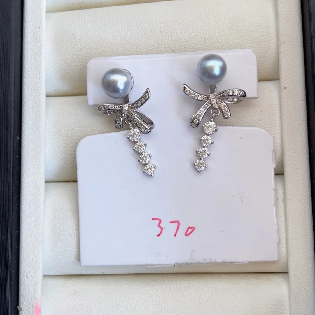 银S925镶嵌耳饰海水珍珠