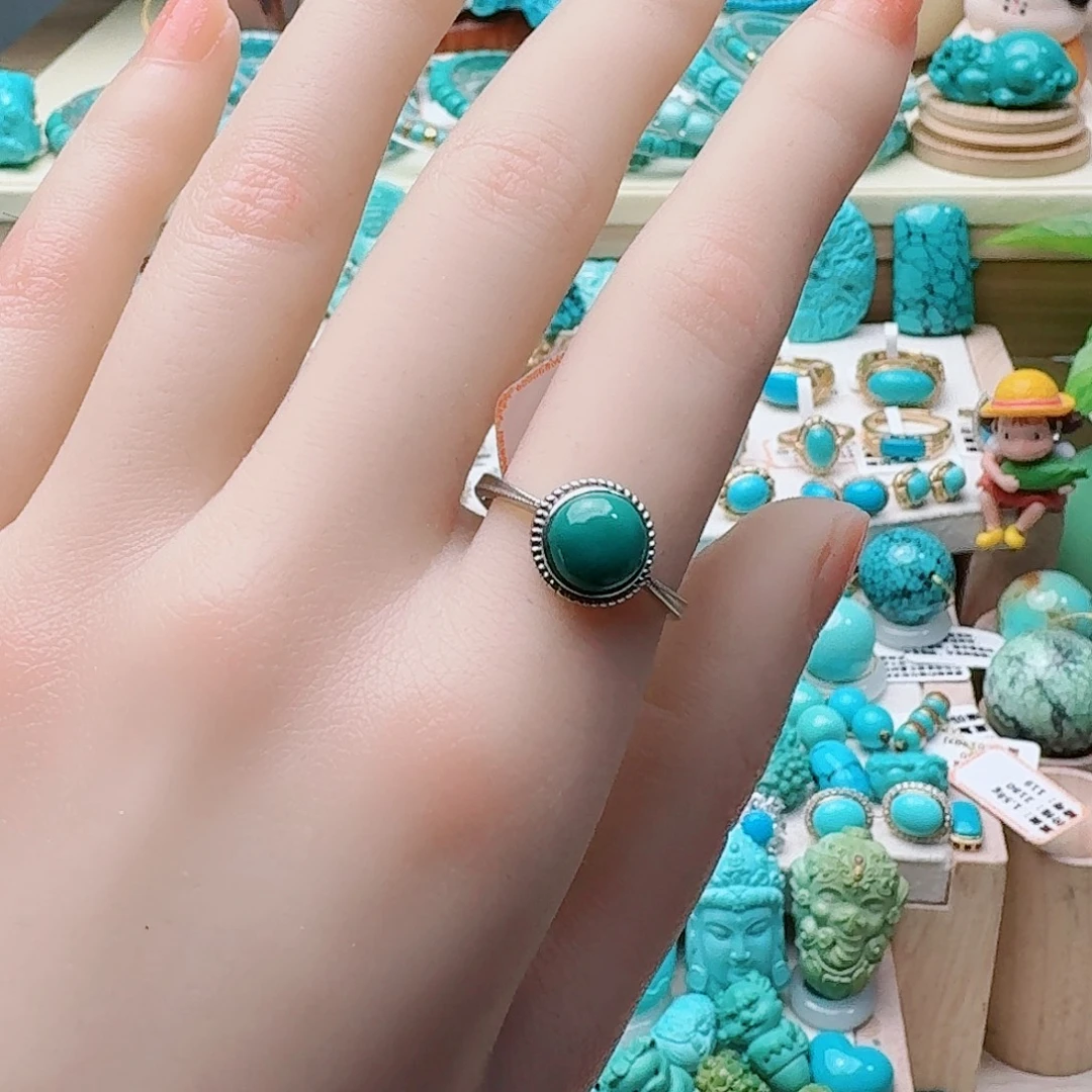 绿松石银S925镶嵌戒指