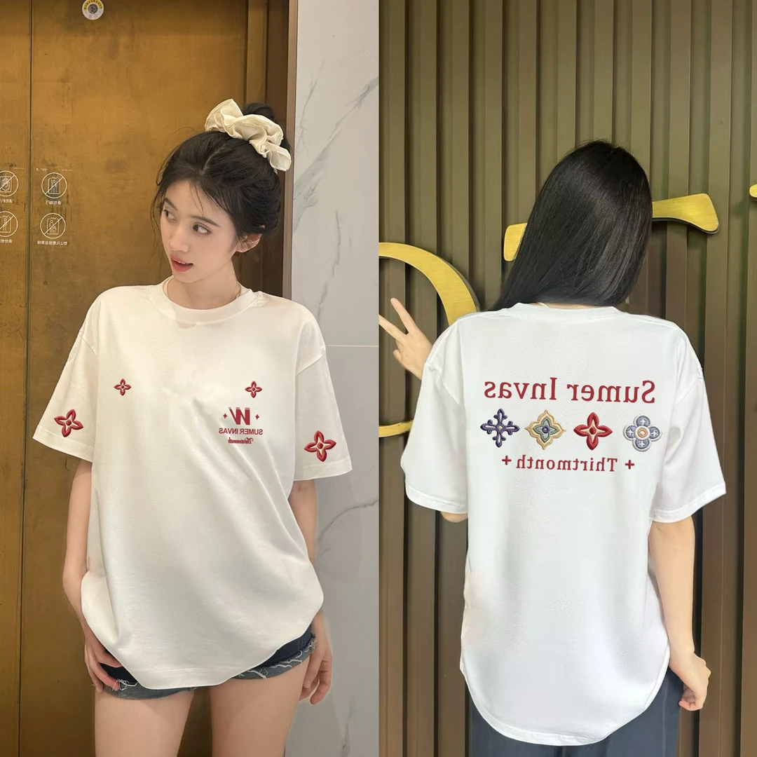 印花夏季美式休闲风圆领短袖T恤上衣半袖ins潮流纯棉