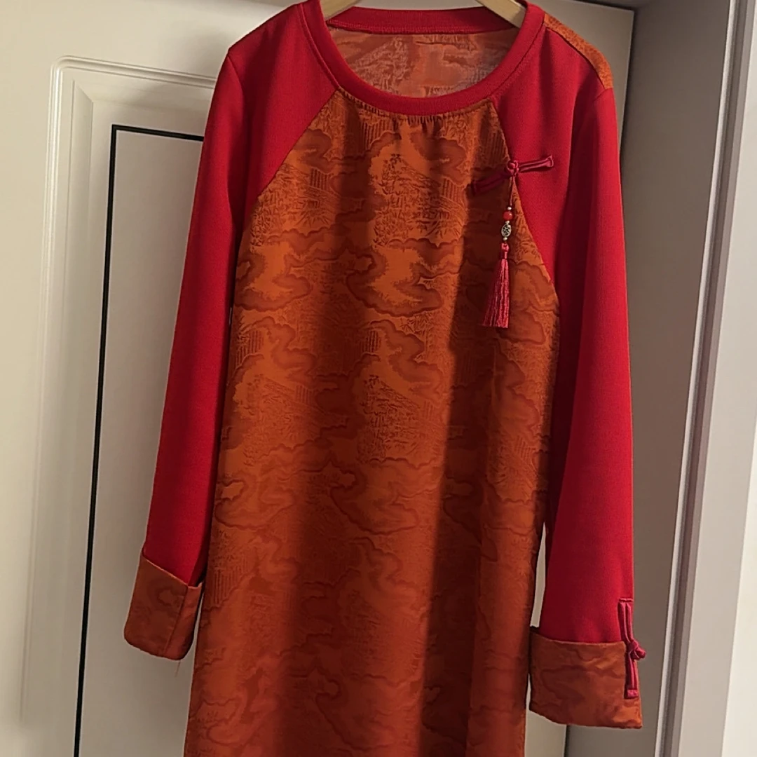 865新中式提花复古圆领女2026新年新款大码胖MM遮肉显瘦上衣