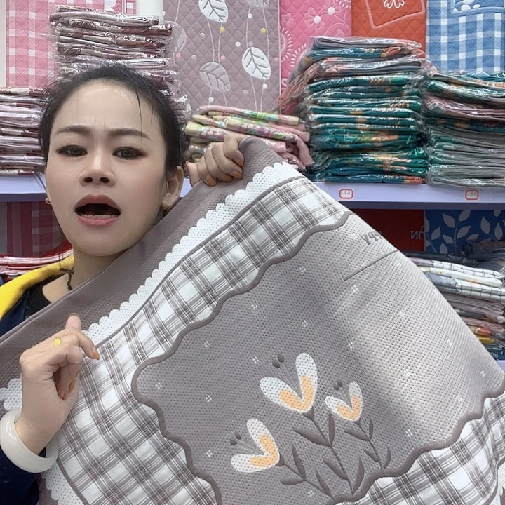 棉咖色三朵花纯棉