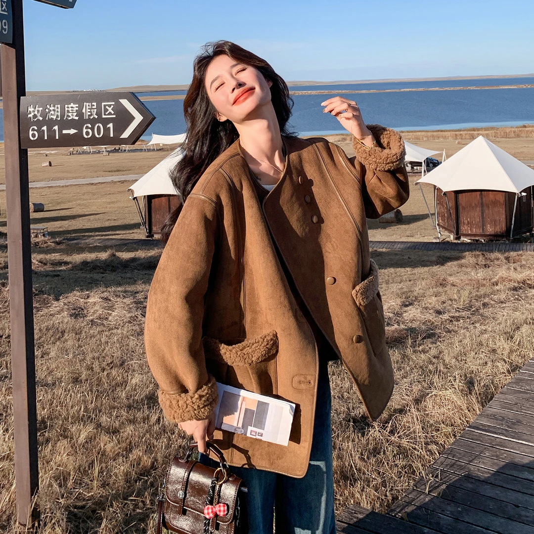 两面穿羊羔毛外套女2025冬季新款漂亮巨好看皮毛一体超火加厚大衣