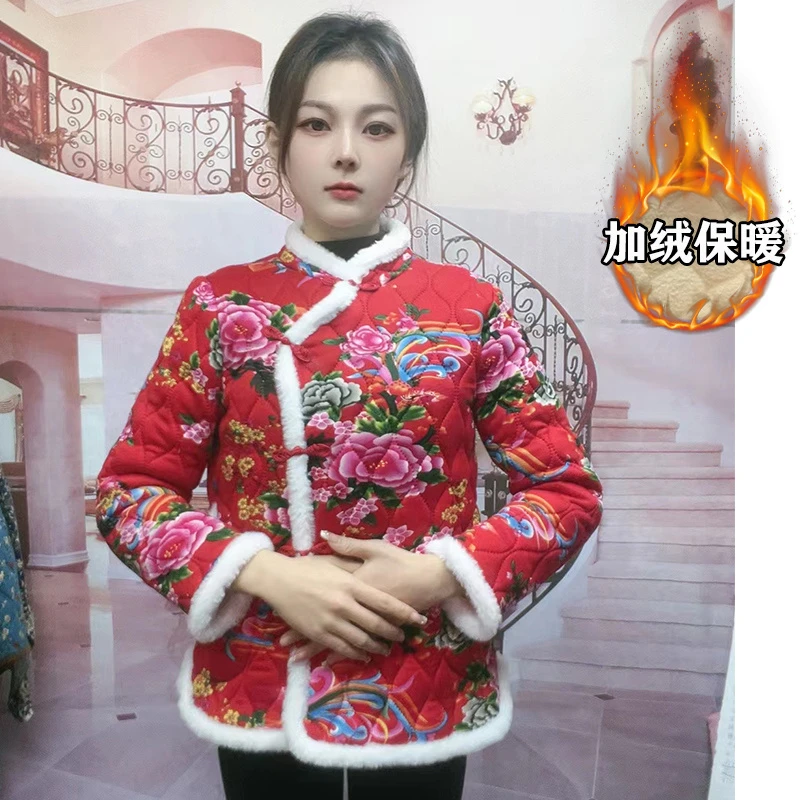 网红棉袄新款妈妈复古风加绒保暖棉衣外套中年女士国风棉服新中式