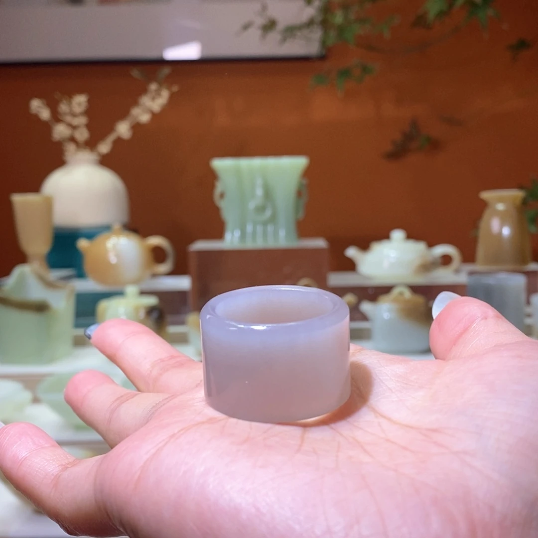 未镶嵌和田玉挂件紫罗兰扳指25mm
