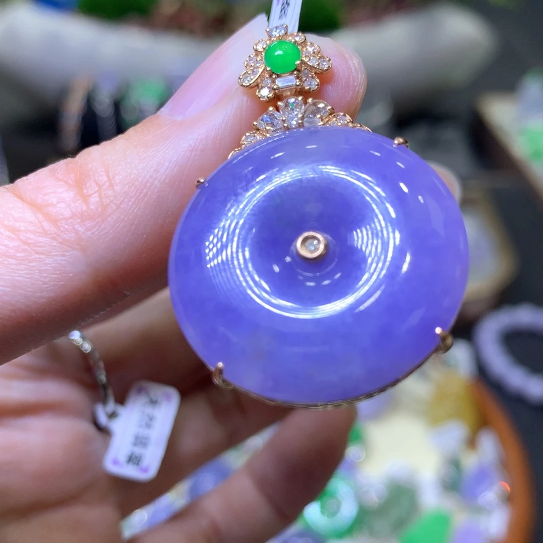 【闪购商品】翡翠颈饰18K金镶嵌微*翡翠吊坠项链