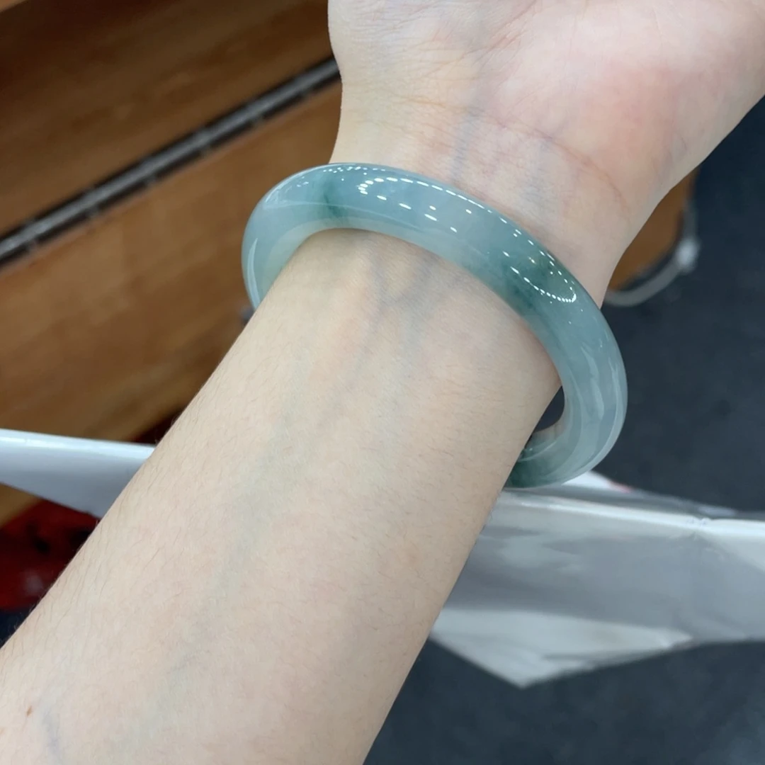 未镶嵌手镯翡翠卡51.3圆飘蓝花