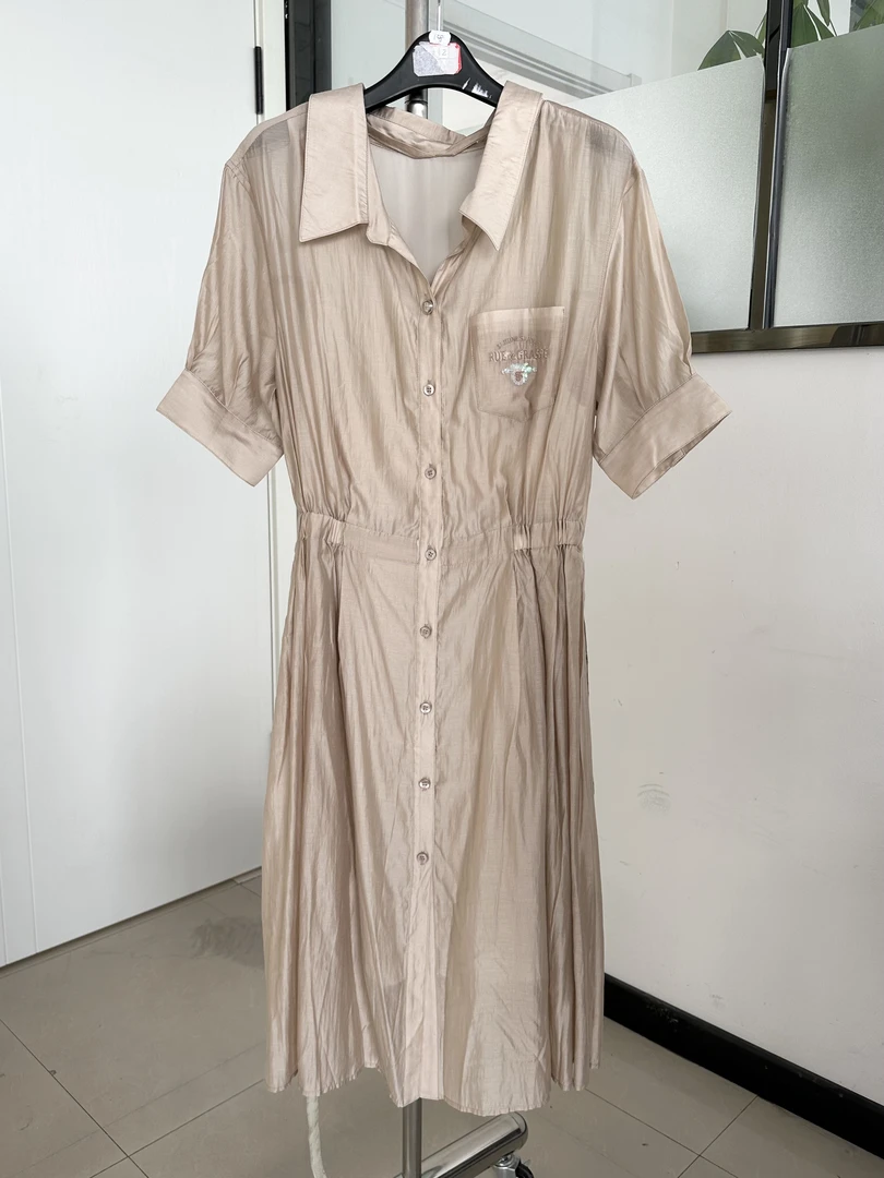 DAMEI-【芦苇】SJ家 收腰短袖假两件连衣裙法式长裙