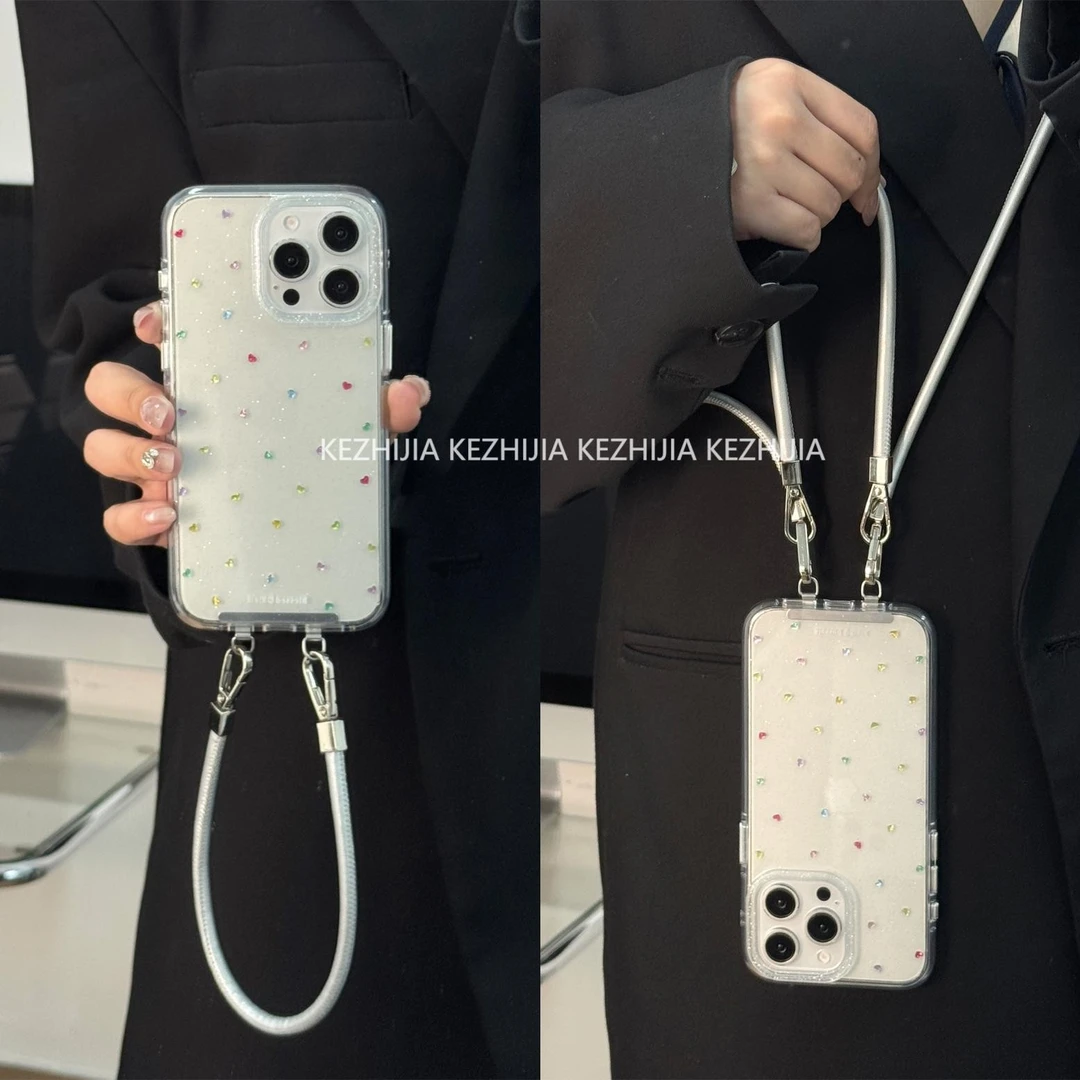 【壳之】简约鎏金彩色小爱心适用苹果17/16/15/14/13promax手机壳