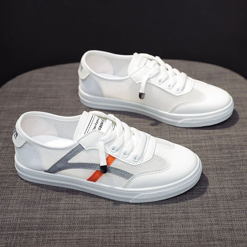 网面小白鞋女款2025爆款百搭夏季新款透气网鞋懒人一脚蹬平底鞋子