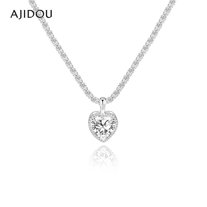合金项链 AJIDOU阿吉豆项链女款银色时尚爱心吊坠【YFX】