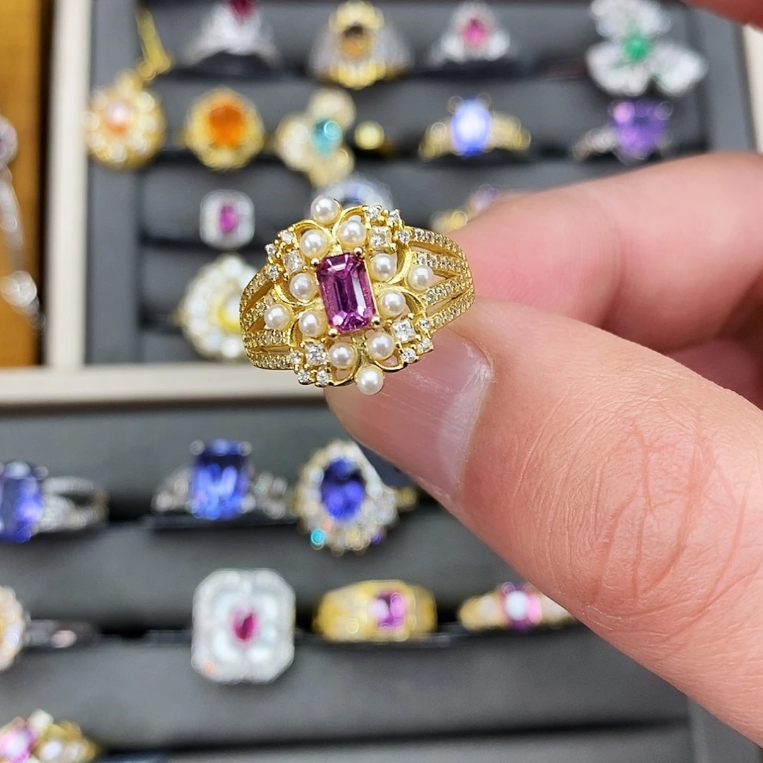 蓝宝石银S925镶嵌戒指