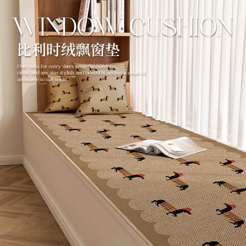 2025年新款仿亚麻飘窗垫窗台垫美拉德风四季通用阳台坐垫定制可洗