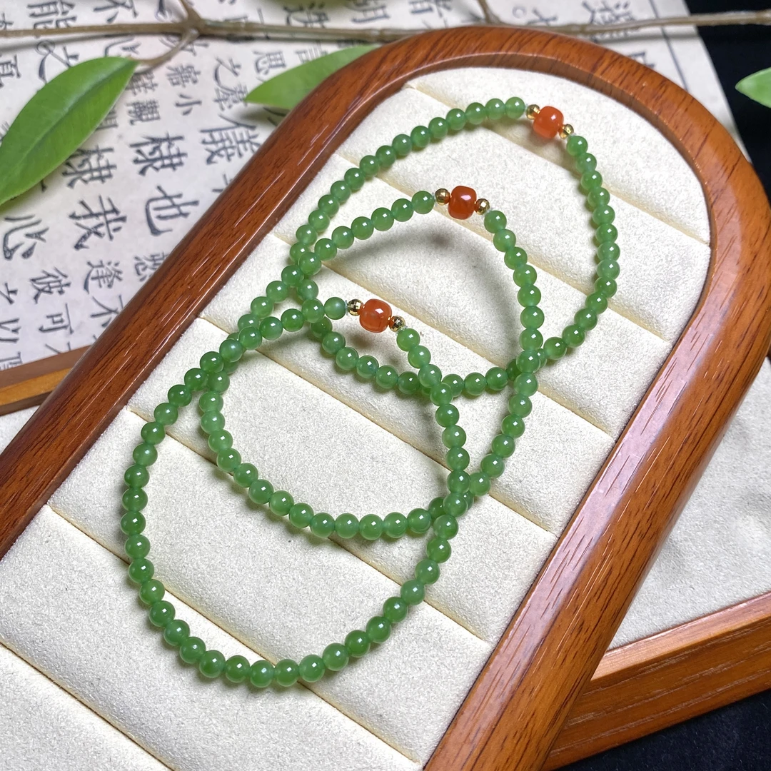 和田玉碧玉手串-约4mm-ZPBY015A1-4-HYT-多样性发一