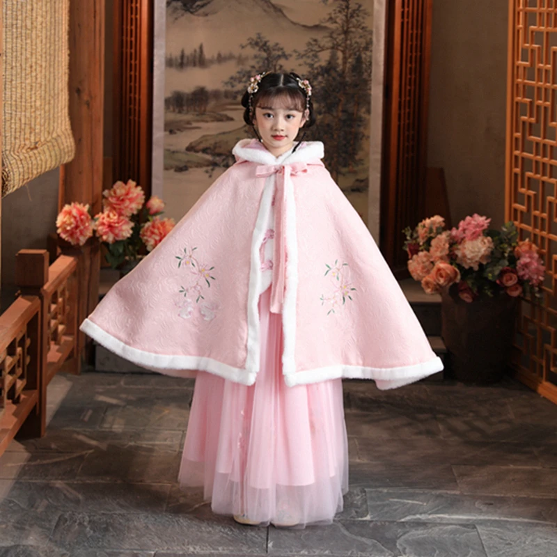 053暖手袋抖篷女童拜年服抖篷