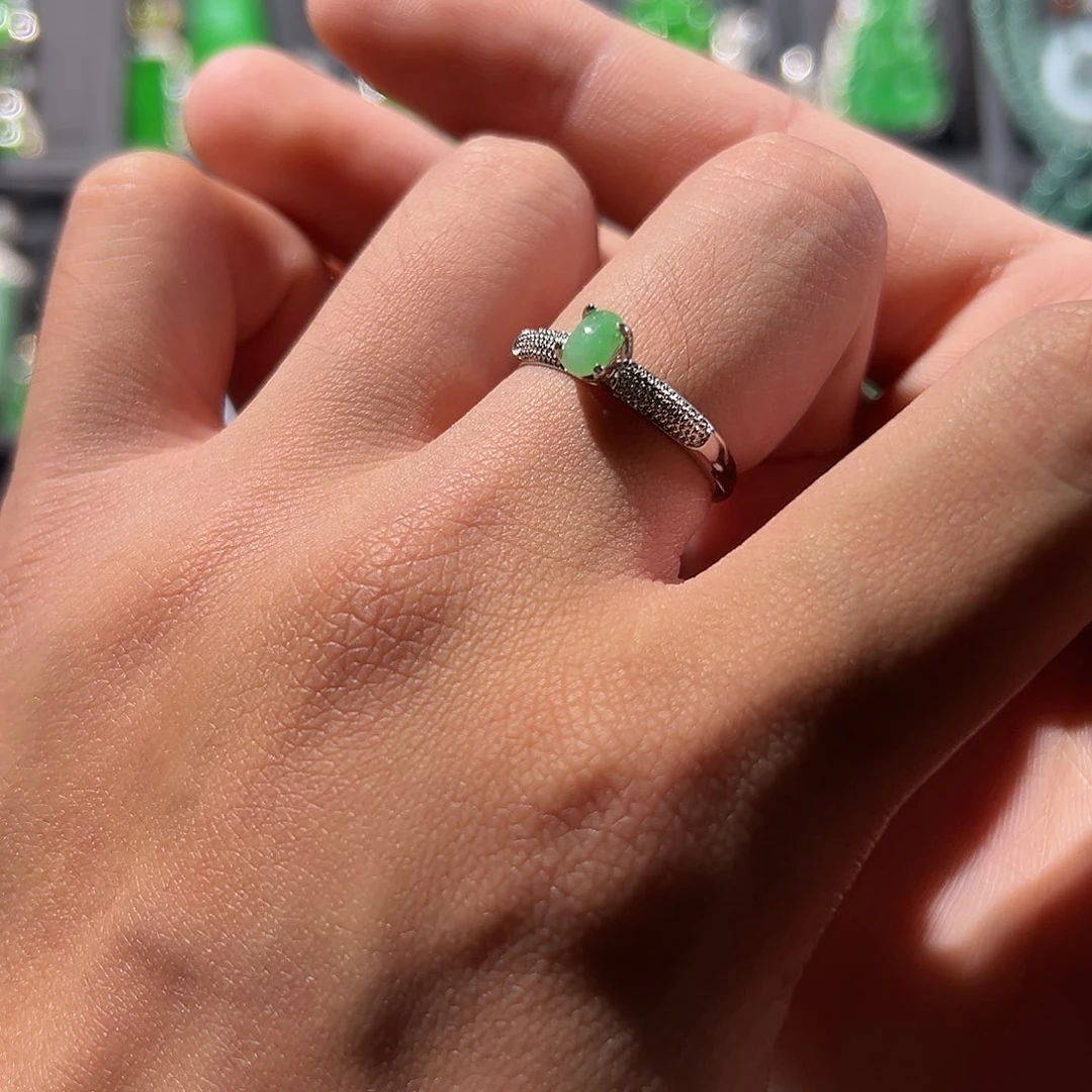 翡翠银S925镶嵌戒指