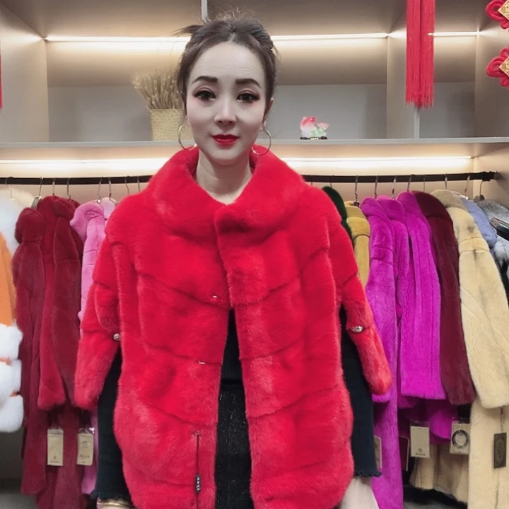 进口整版水貂皮大衣