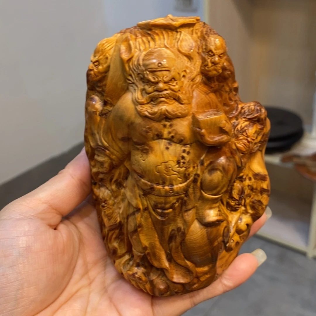 柏木（崖柏）太行精品陈化黑金虎皮瘤疤钟馗摆件